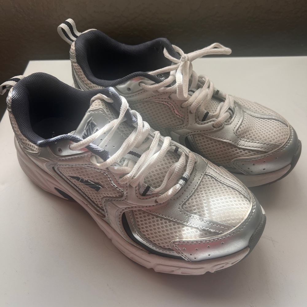 Avia Silver and White Athletic Shoes